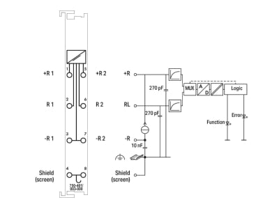 Circuit diagram WAGO 750 461 003 000 Fieldbus analogue module 2 In   0 Out