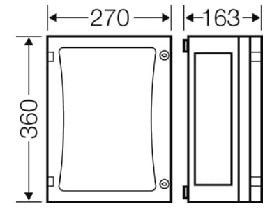 Mazeichnung Hensel FP 0210 Leergehaeuse EB Mass216x306x136mm