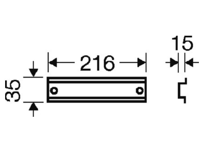 Dimensional drawing Hensel FP TS 27 DIN rail  top hat rail  35 15 mm 216mm