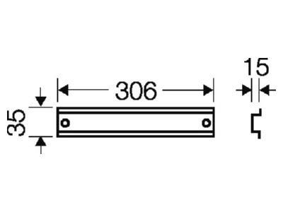 Dimensional drawing Hensel FP TS 36 DIN rail  top hat rail  35 15 mm 306mm