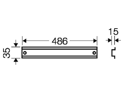 Dimensional drawing Hensel FP TS 54 DIN rail  top hat rail  35 15 mm 486mm
