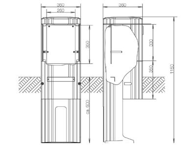 Produktbild 1 ABN SL115P Freiluftsaeule M Platte FB1 BH2 H 1150mm