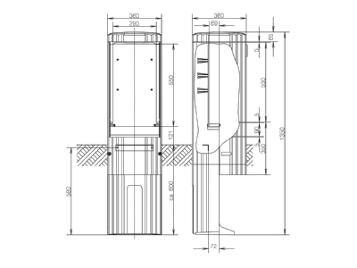 Produktbild 2 ABN SL135P Freiluftsaeule M Platte FB1BH3 H 1350mm