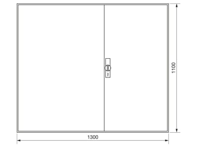 Dimensional drawing Hager ZB35S Empty meter cabinet IP44 1100x1300mm