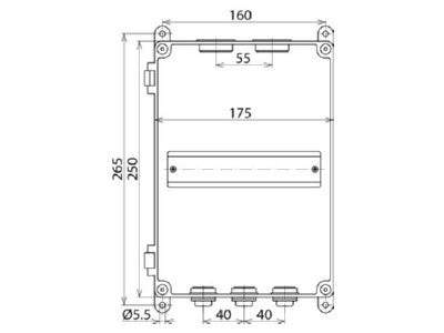 Circuit diagram 1 Dehn IGA 7 IP54 Distribution cabinet  empty  250x175mm
