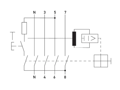 Circuit diagram Doepke DFS4 125 4 0 03 A Residual current breaker 4 p 
