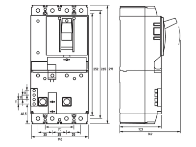 Mazeichnung Doepke DFL8 160 4 X A FI Schalter