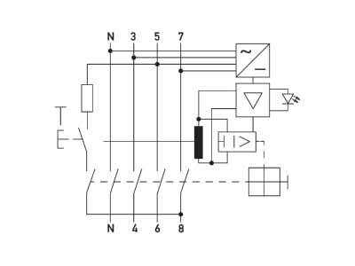 Circuit diagram Doepke DFS4 040 4 0 03 B NK Residual current breaker 4 p
