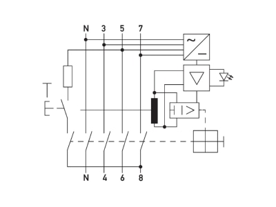 Circuit diagram Doepke DFS4 040 4 0 10 B NK Residual current breaker 4 p
