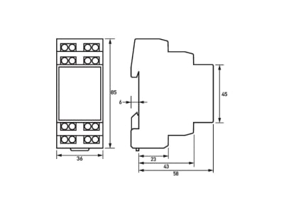 Dimensional drawing Doepke EDS 16 m LS DIN rail