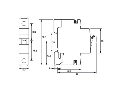 Mazeichnung Doepke DLS 6I C16 1 10 kA Leitungsschutzschalter