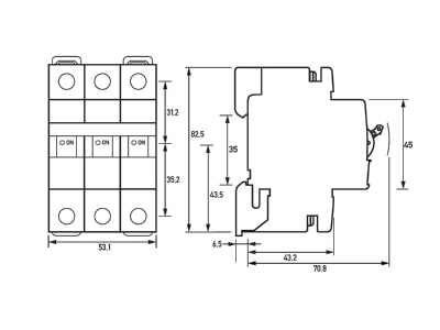 Mazeichnung Doepke DLS 6I C32 3 10 kA Leitungsschutzschalter