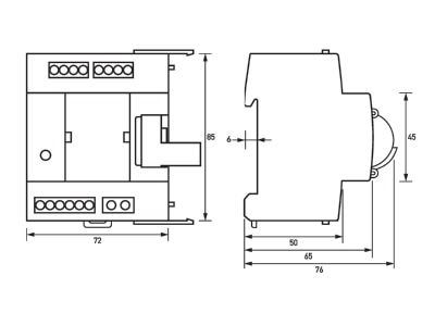 Dimensional drawing Doepke DFA 2   3 Remote drive for modular devices