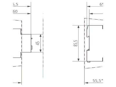 Ma�zeichnung Theben DIMAX 534 plus Reiheneinbau Dimmer f ESL u 230V LED Lp 