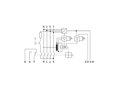 Circuit diagram Doepke DFS040 4 0 03 B SKNA Residual current breaker with auxiliary
