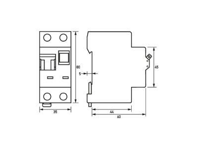 Mazeichnung Doepke DRCBO3C25 0 03 1NAKV FI LS Kombination RCBO