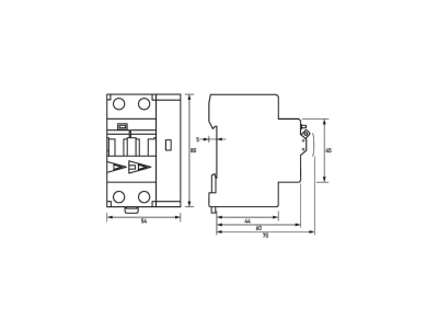 Dimensional drawing Doepke DAFDD 1 C40 0 03 2 A Earth leakage circuit breaker with