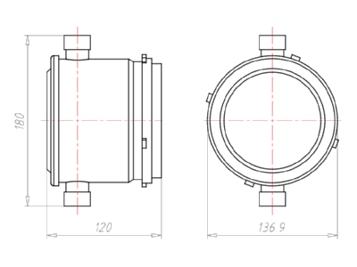 Dimensional drawing Kaiser 1281 71 Recessed installation box for luminaire