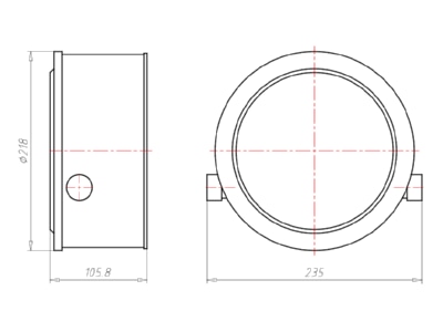 Dimensional drawing Kaiser 1282 00 Recessed installation box for luminaire