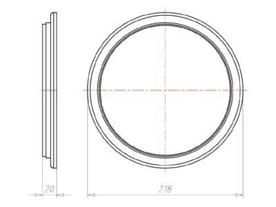 Mazeichnung Kaiser 1282 06 Frontteil HaloX 180 Einbaudurchm  180mm