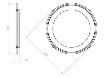 Mazeichnung Kaiser 1283 04 Frontteil HaloX 250 Einbaudurchm  215mm