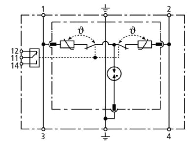 Circuit diagram 1 DEHN DR M 2P 60 FM Surge protection device 48V 2 pole
