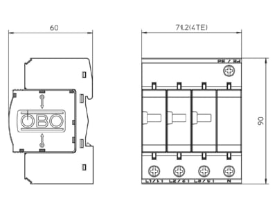 Mazeichnung 1 OBO V20 C 3 NPE 280 Ueberspannungsableiter Surge Controller