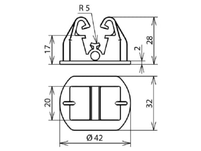 Dimensional drawing 1 Dehn 253 023 Roof holder for lightning protection
