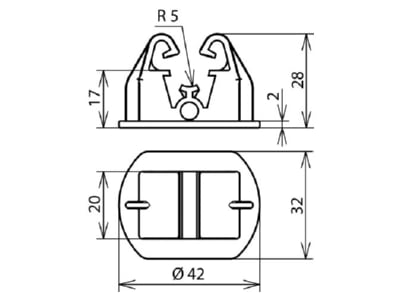 Dimensional drawing 2 Dehn 253 023 Roof holder for lightning protection
