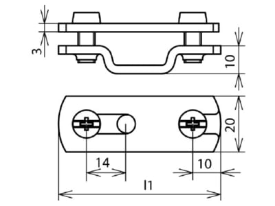 Dimensional drawing 1 DEHN 284 040 Holder for lightning protection
