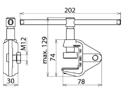 Dimensional drawing 1 DEHN EFK FL30 SKN Connection element for earthing and
