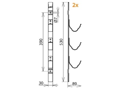 Dimensional drawing 1 DEHN HV 3HH Accessories for safety equipment
