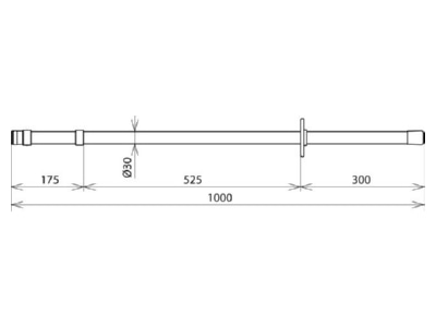 Mazeichnung 2 DEHN IS 30 SK 1000 Isolierstange 36kV L1000mm M12 SK