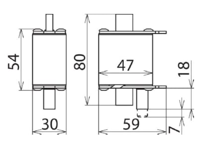 Dimensional drawing 1 DEHN V NH00 280 FM Surge protection for power supply
