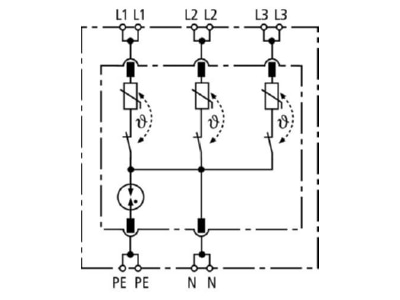 Circuit diagram 1 Dehn DR M 4P 255 Surge protection device 400V 4 pole
