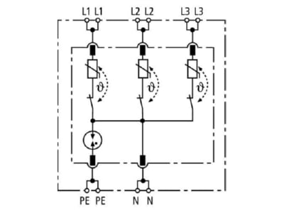 Circuit diagram 3 Dehn DR M 4P 255 Surge protection device 400V 4 pole
