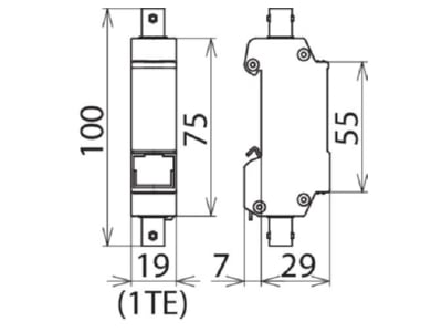 Dimensional drawing 1 DEHN DGA BNC VCID Surge protection for signal systems
