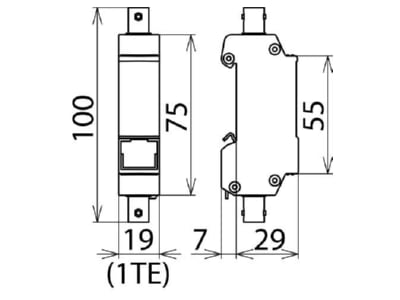 Dimensional drawing 3 DEHN DGA BNC VCID Surge protection for signal systems