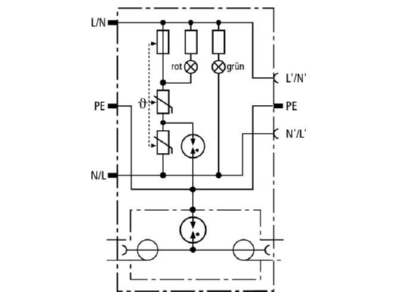 Circuit diagram 1 Dehn DPRO 230 TV Surge protection combined applications
