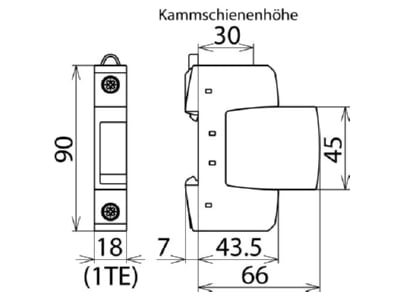 Dimensional drawing 1 DEHN DG S 600 Surge protection for power supply
