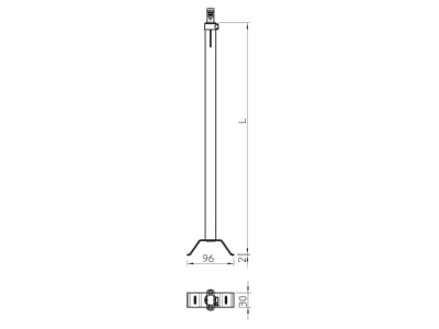 Dimensional drawing 1 OBO ISAV1000R Insulated holder for lightning
