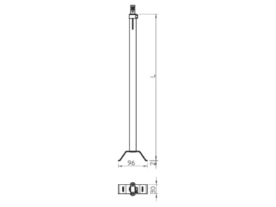 Dimensional drawing 2 OBO ISAV1000R Insulated holder for lightning