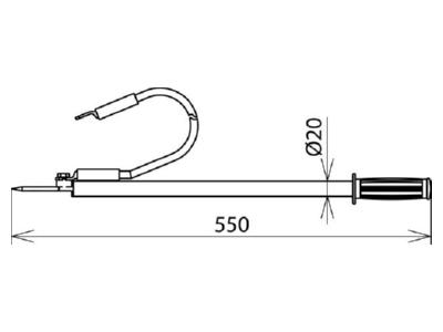 Dimensional drawing 1 Dehn EV TES 465 KS10 Earthing and discharge device
