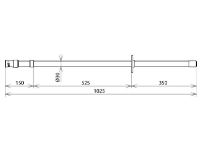 Dimensional drawing 1 DEHN IS 30 SQ 1000 Operating rod
