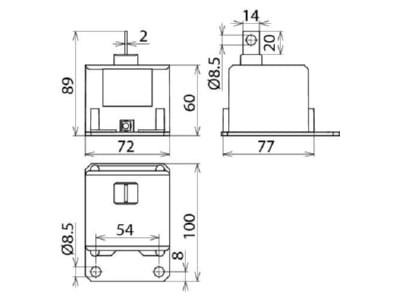 Dimensional drawing 1 DEHN DBM 1 255 S Lightning arrest for power supply 25kA
