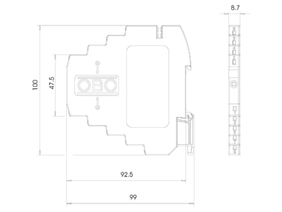 Mazeichnung 1 OBO MDP 3 D 5 T Blitzbarriere