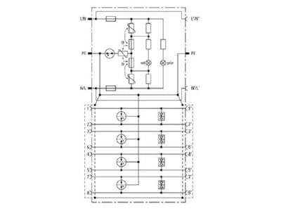 Circuit diagram 2 Dehn DPRO 230 LAN100 Surge protection combined applications
