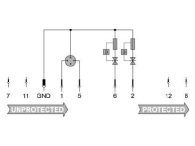 Circuit diagram Weidmueller VSPC 2SL 12VDC Surge protection 12VDC 300mA 