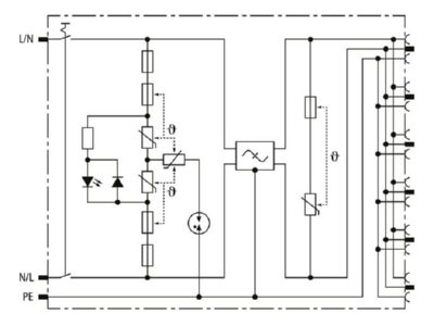 Circuit diagram 1 Dehn SFL PRO 6X Socket outlet strip
