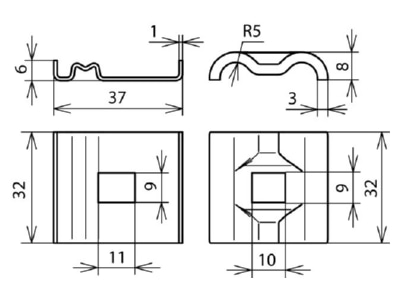 Dimensional drawing 2 Dehn 540 251 Earth terminal clamp 4   50mm 
